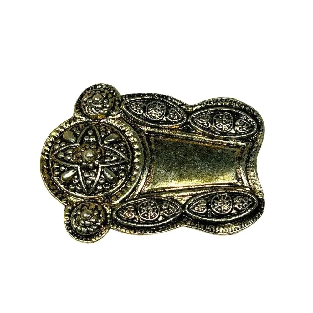 Vintage Ornate Gold Tone Belt Buckle Star Medallion Western Revival 3x2.25